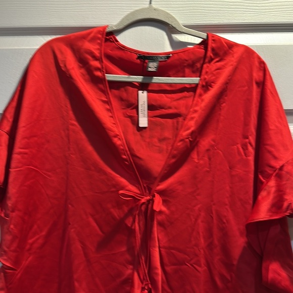 NWT! Victoria’s Secret Red Satin Love Valentine’s Day Tie Front Ruffle Robe O/S - Picture 5 of 8